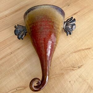 Jonathan Bullock Signed Pottery Wall Vase With Wings